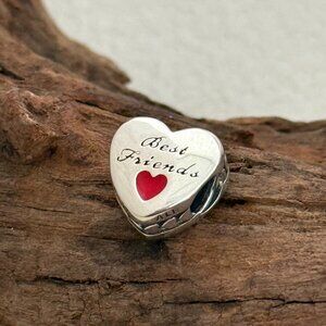 Pandora Love Best Friend Heart Bead S925 Silver Charm For Bracelet